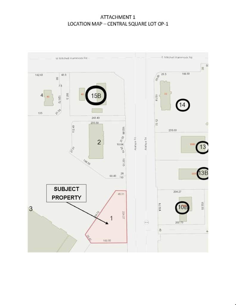 Image of a map showing the planned location for a new shopping plaza.