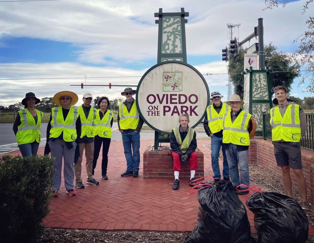 An image of volunteers at an Adopt-A-Road clean-up event.