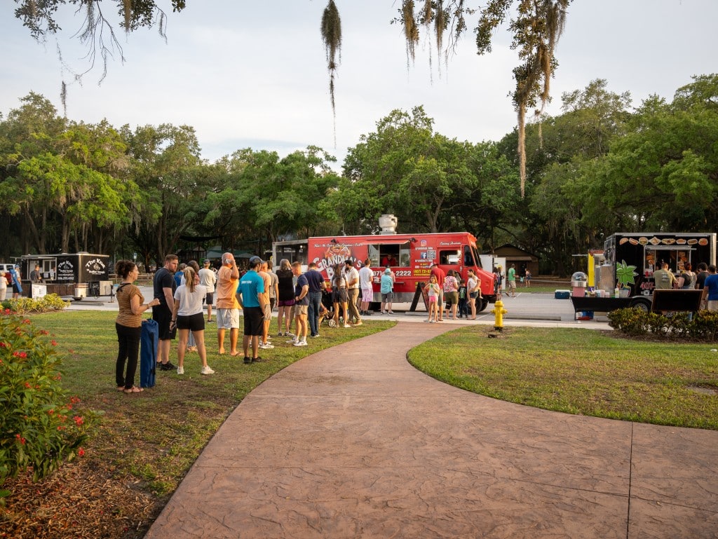 Folks line up at the City of Winter Springs' Food Truck Thursday event.