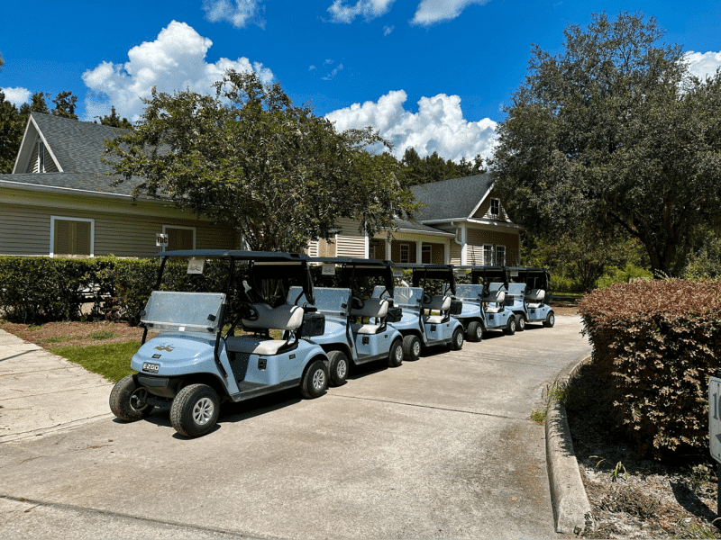 An image of golf carts at Twin Rivers Country Club.