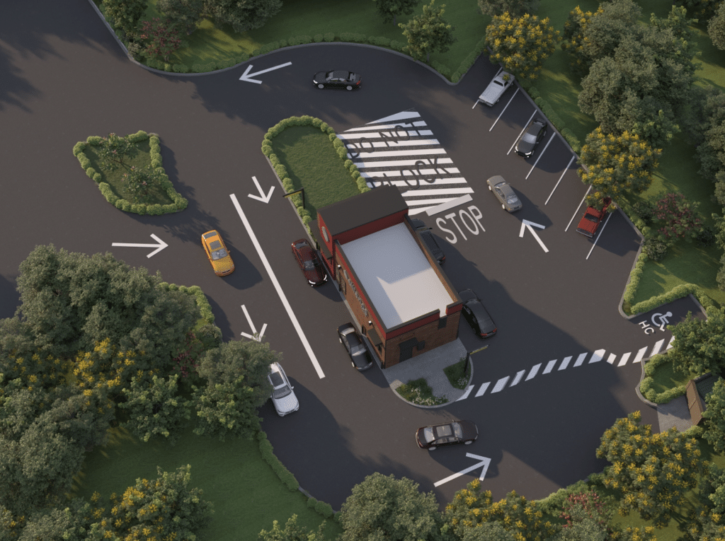A rendering of the coffee shop drive through was shown to the Planning and Zoning Board.