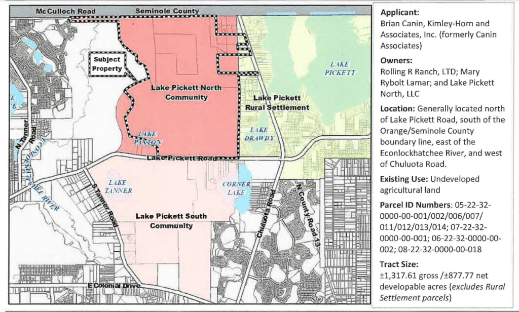 A map of the proposed Sustanee development property. Image courtesy of Orange County government. 