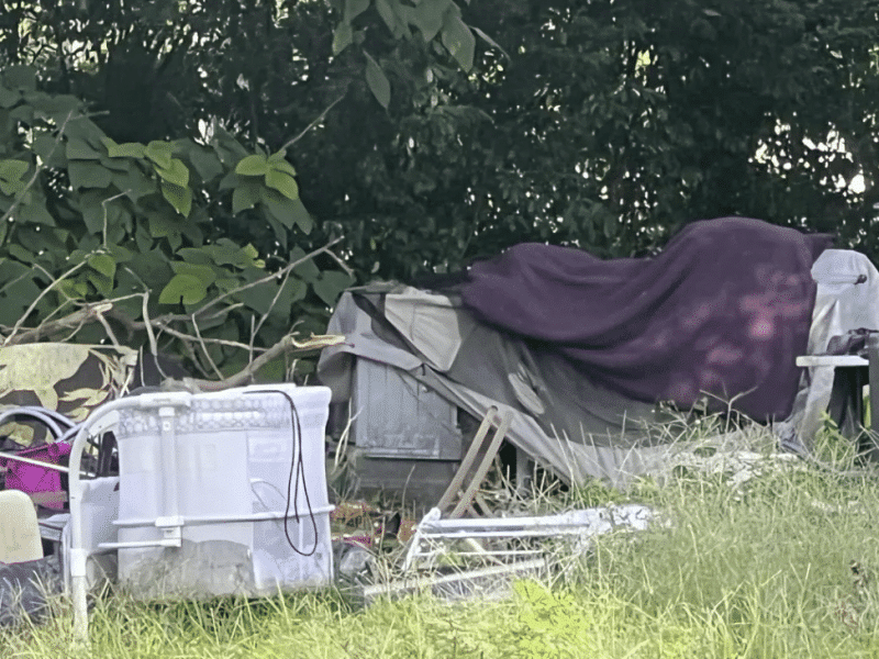 A homeless encampment along North Vermont Avenue in Lakeland.