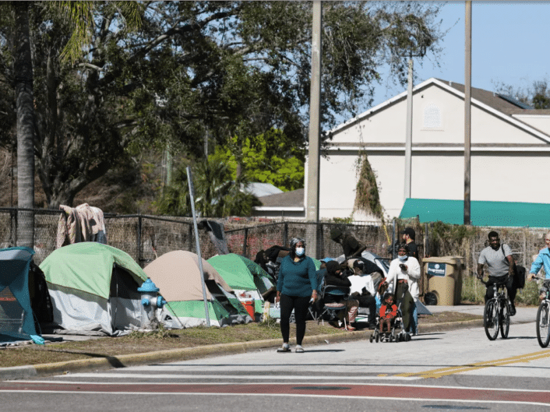 Encampment at NorthTerry Avenue at West Central Boulevard in Parramore, on Monday, February 6, 2023.