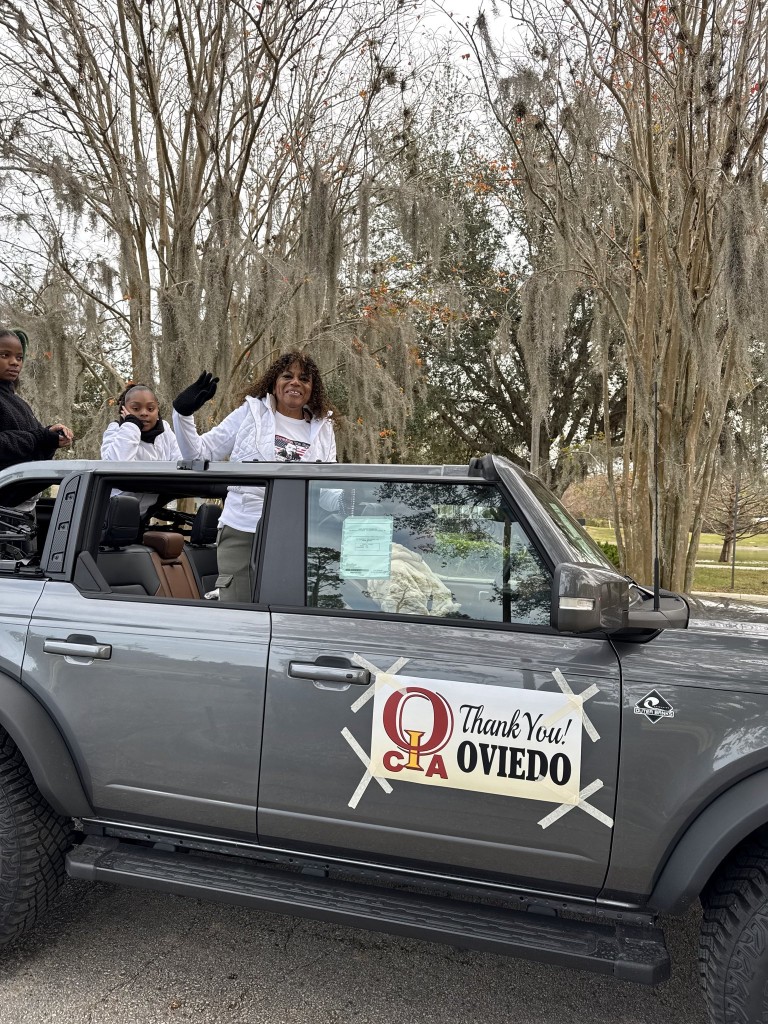OCIA President Kathy Hunt rides in the Dr. Martin Luther King Day Parade in 2025.